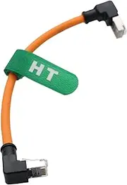 Gigabit Ethernet Network Patch Cable Cord RJ45 for EtherCAT Profinet Machine Vision Industrial GigE Camera Internet Router LAN Printer Computer Switch Server PoE, 20cm, Orange, Up Down Angled