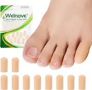 Welnove Toe Caps and Toe Protectors - 10 Pack Silicone Toe Sleeves Toe Protectors - Toe Cushions for Pain Relief, Toe Protection for Corns, Calluses (Pinky, Beige)