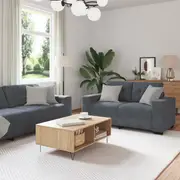 3 Piece Sofa Set with Cushions Dark Grey Velvet vidaXL
