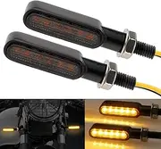 Motorcycle LED Turn Signals Switchback Front Mini Blinkers Indicators Universal Compatible with Harley Honda Yamaha Suzuki Kawasaki Motorbike Scooter Quad Cruiser Off Road Touring (2 Wire-Amber)