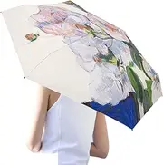 Parasol Umbrella - Beach Umbrella - Portable UV Protection Parasol With Floral Print | Lightweight Folding Sun Umbrellas For Women | duall-Purpose Windproof Shade For Travel, Beach & Outdoor