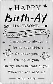 Alotozo Rude Birthday Card for Men - Funny BIRTH-AY Gifts for Him Husband Boyfriend Fiance - You can Give Me the D Later