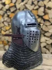 Helmet 18 Gauge Steel Medieval Roa Bascinet Helmet SCA Knight Armor Chainmail