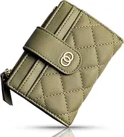 [Weenkilly] Small Wallet For Women- Credit Card Holder Wallet For Women Girls- Zipper Small Bifold Wallet Mini Coin Purse With ID Window, Olive Green, Rfid Wallet