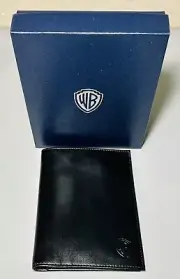 Warner Bros. Executive Black Leather Travel Wallet Passport Checkbook Coin Zip