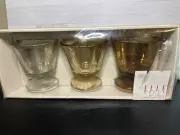 NEW Set of 3 Elle Decor Hand Blown Mercury Glass Tea Light Candle Holders 4"