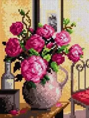 Printed needlepoint tapestry canvas only 7x9.5 Orchidea Bouquet Of Roses