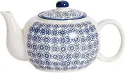 Nicola Spring Hand-Printed Teapot - 820ml - Navy Traditional Decorative Floral Pattern Porcelain Tea Pot with Lid Tableware Large Teapot for Tea, Milk