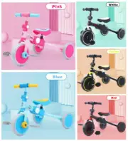 2 in 1 Kids Foldable Balance Bike Push Kick Bicycle Tricycle Ride On Walker Toy