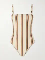 [Eres] Eres - Iode Striped Jacquard Swimsuit - Cream - FR 44 FR 44 Cream