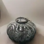 World Market Glass Pumpkin 9” Tea Light Holder - Fall Autumn Decor - Leaf - NEW