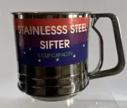 Stainless Steel 5 Cup Baking Sifter - Triple Screen - Squeeze Action - NEW NOS