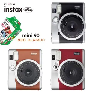 【FUJIFILM 富士】instax mini 90 經典復古拍立得(即可拍 經典黑 相機 復古 空白底片 微距 長曝 自拍)