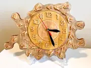 Desk Wall Clock BIRDS Unique Designer Hand Made Wooden On Stand Vintage Gift New