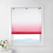 ESLIR Roman Blind No Drilling Required Roman Curtain Transparent with Eyelets Colour Gradient Curtains with Hooks Eyelet Blind Modern Curtains Red W x H 45 x 130 cm 1 Piece