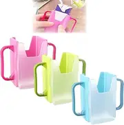 Anti-squeeze Cup Holder, Adjustable Milk Cup Holder Juice Box Holder, Juice Bag Holder with Handle， Portable Drink Holder for Home, Car, or Traveling (3Pcs-Color)
