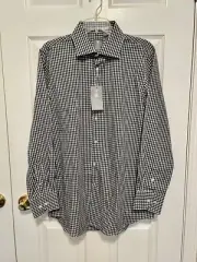 Stacy Adams Dress Shirt Mens Black White Check Large 16 - 16 1/2 x 34/35 NWT