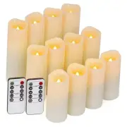 12 Pc LED Candles Flickering Flameless Candles with Remote & Timer Ivory White