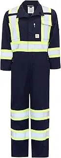 [BOCOMAL] FR Coverall High Visibility Flame Resistant/Fire Retardant High Vis Coveralls with 4inch Reflective Taps