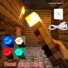 Minecraft Pixel Brownstone Torch Lamp Rechargeable LED Night Light Room Decor
