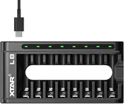 XTAR New L8 8-Slot Smart Charger for Rechargeable 1.5V and 1.2V AA/AAA Batteries• Mix-Charging 1.5V Li-ion & 1.2V Ni-MH AA/AAA Batteries (L8 Charger only)