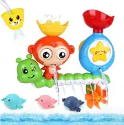 Bath Toys - 4 Pcs, Toddler Bath for 3 4 5 year old, Kids Bath, Monkey Sprinkler