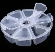 Plastic Container 8 section Organizer Round 4" x 1" inch EMPTY 8 Individual lid