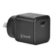Bonelk 25W PD USB-C Wall Charger w/ Easy Grip Cable 1.5m For Smartphone Black