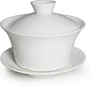 Liang baobao Traditional Gaiwan Tea Set with Lid and Saucer Classic Chinese Tea Cup Porcelain Teacups 200ml White