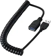 Coiled USB3.0 Extension Cable Type Male to Female Spirals USB Extension Cord for Fast Data Transfer and Charging