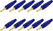 uxcell 10 Pcs 4mm Banana Plugs, 20A 9.5mm OD 53.8mm Length Speaker Wire Cable Plug Connectors, Banana Jack Connector for Speaker Wire Audio Cable, Blue