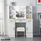 Dressing Table Stool with Mirror and Lights Set Makeup Vanity Table with Storage