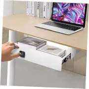 Under Desk Drawer with Lock, 16 inch Under Mount Desk Drawer Slide Out, Metal