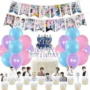YiYiXiXi 17 Birthday Decorations Gift Set,Birthday Party Supplies Includes Banners - Cake Topper - 12 Cupcake Toppers - 18 Balloons