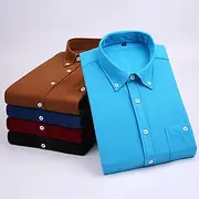 Men's Dress Shirt Solid / Plain Color Wedding Daily Wear Wine Black White Navy Blue Long Sleeve Turndown Fall Winter Clothing Apparel Buckle