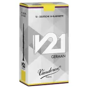 Vandoren Bb Clarinet German V21 Reeds Strength 2.5, Box of 10