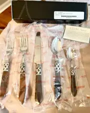 Bugatti By Vetri Aladdin Antq TortoiseShell 5 Pc Set 18/10 SS Acrylic Handle NIB
