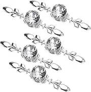 5 Pack Crystal door handles, handles for cupboards draws, Drawer Dresser Knobs Pull Handles, Crystal Drawer Pulls with Backplates, Antique Diamond Glass Cabinet Knobs for Kitchen, Dresser and Cupboard