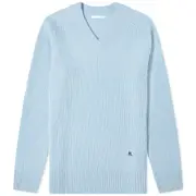 Logo V-neck pullover S Blue