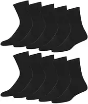 [oolong] Unisex 10 Pairs Athletic Performance Bamboo Crew Socks - Cotton Blend with Moisture Wicking, Arch Support, Cushioning