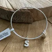 NWOT Alex and Ani Initial Letter "S" Charm Adjustable Shiny Silver Bracelet