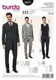 Burda Mens Sewing Pattern 6871 - Suit Jackets, Waistcoat & Trousers by Burda