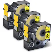 3PK Black on Yellow Label Tape 45808 19mm For DYMO D1 LabelManager 450D 500TS PC