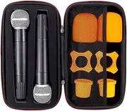 DEARMAMY Hard EVA Case for 2, Dual EVA Case Mic Bag with Zipper, Handle, for Karaoke Outdoor Travel