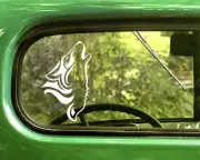 2 HOWLING WOLF DECAL Stickers For Car Window Truck Bumper Laptop RV