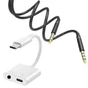 2in1 Type C Audio Aux Cable 3.5mm Male Cable f Samsung Galaxy S21 FE 5G SM-G990U
