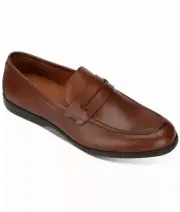 Kenneth Cole $250 Gentle Soul Men 9M Leather Stuart Penny SlipOn Loafers Cognac