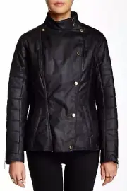 Barbour Black Canvas Long Sleeve With Cuffs Motorcycle Jacket 130307 Size 4