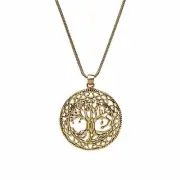 Gold Necklace Brass Tree of Life Celtic Wiccan Round Pendant - 81stgeneration