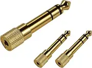 3-Pack 3.5mm to 6.35mm Audio Adapter - Gold-Plated Stereo Headphone Jack Converter - 1/4" Male to 1/8" Female for Headphones, Guitars, Digital Pianos, Amps